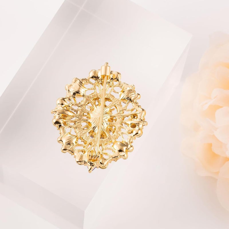 LAXPICOL Vintage Clear Austrian Crystal Brooch Pin for Women Elegant Wedding Bridal Brooches Broach Pin 1.69"*1.39" - Image 5
